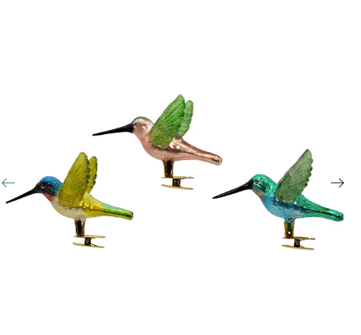 Glass Hummingbird Clip Ornament - 4.5"