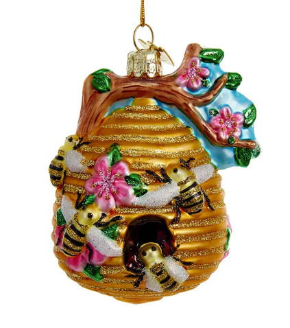 Glass Beehive Ornament - 3.5"H