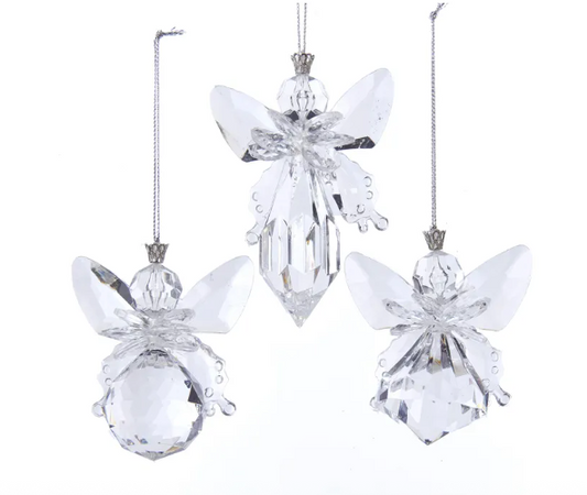 Clear Acrylic Angel Ornament -3"-4"- Assorted