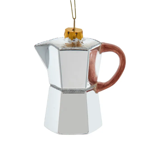Espresso Pot Ornament - Glass -4.13"H