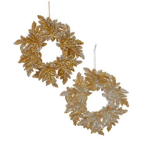 Acrylic Wreath Ornament - 5" - Gold/Silver