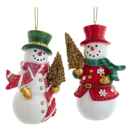 4.5" Resin Snowman w/Gold Tree - 2 Styles