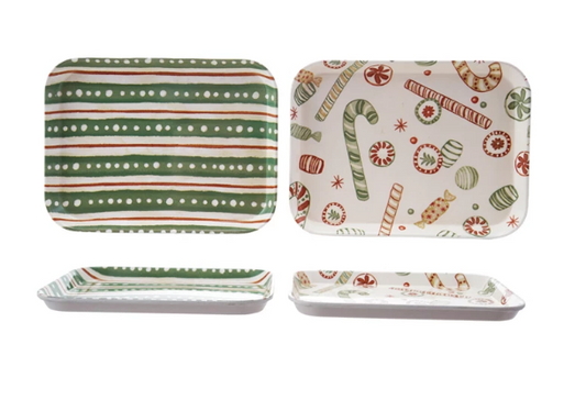 10" Holiday Pattern Melamine Tray