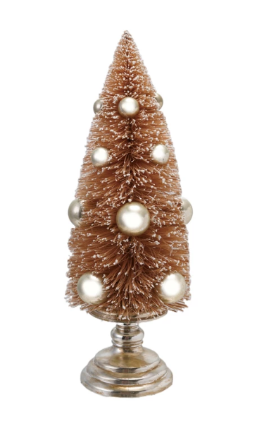 Blush Bottle Brush Tree w/ Ball Ornaments