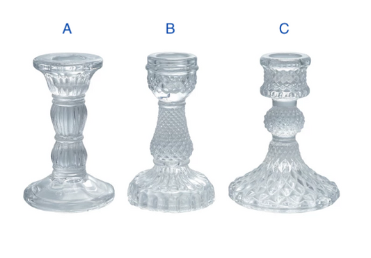 4" Pressed Glass Taper, S/2