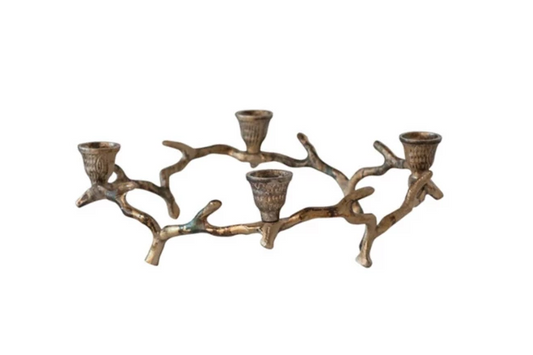 13" Twig Advent Taper Holder, Antique Gold