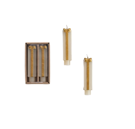 4.75" Gift Box Cream Taper, S/2