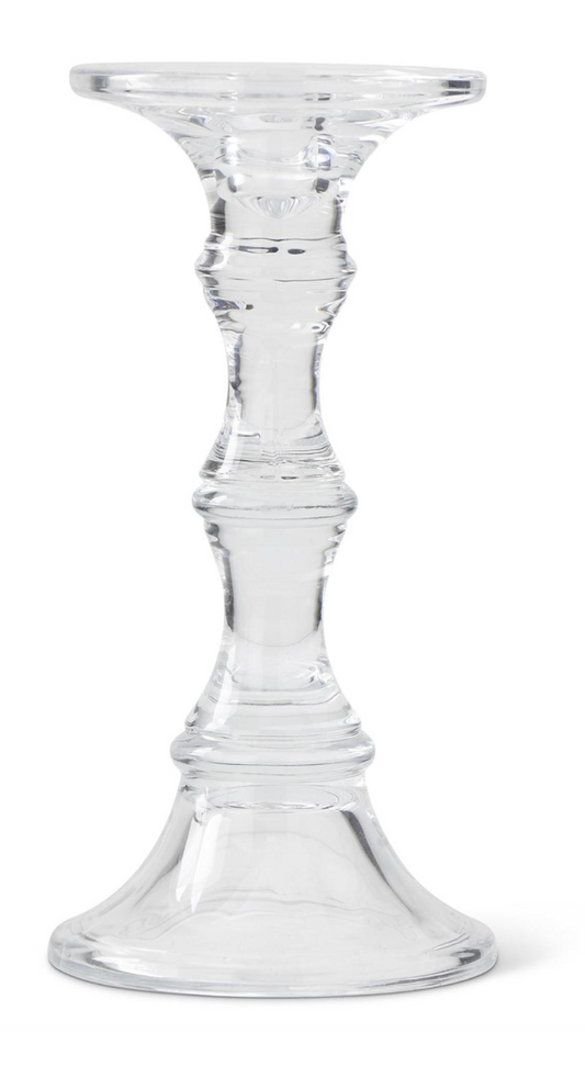 Pair of 9.25" Short Glass Candle Holder