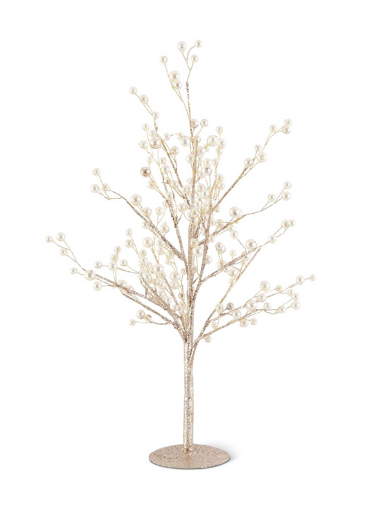 Gold Glittered Twig Tree w/ Pearls