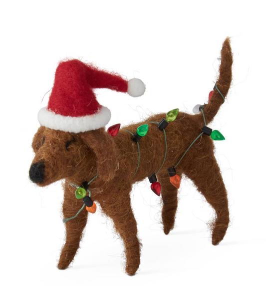7" Dachshund w/ Red Hat & Lights