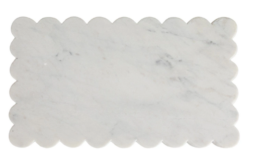 White Marble Cheese Board w/ Scalloped Edge
