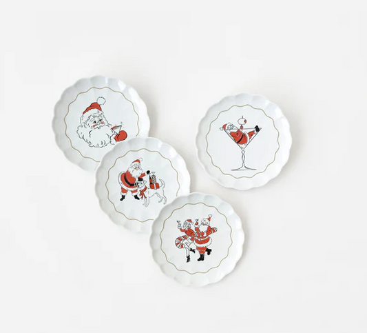 Holiday Cheers Scalloped Plate, S/4
