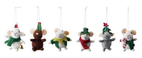 Felt Holiday Mouse Ornament