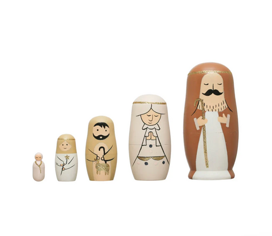 Wood Nativity Nesting Dolls