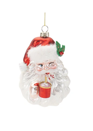5.25" Santa Drinking Cocoa Ornament