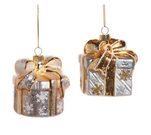 2.75" Silver Gold Present Ornaments