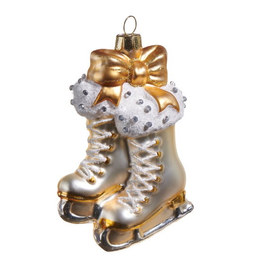 4" Silver Gold Skate Ornament