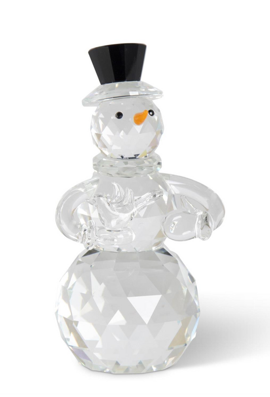5" Crystal Snowman w/ Carrot Nose & Black Top Hat