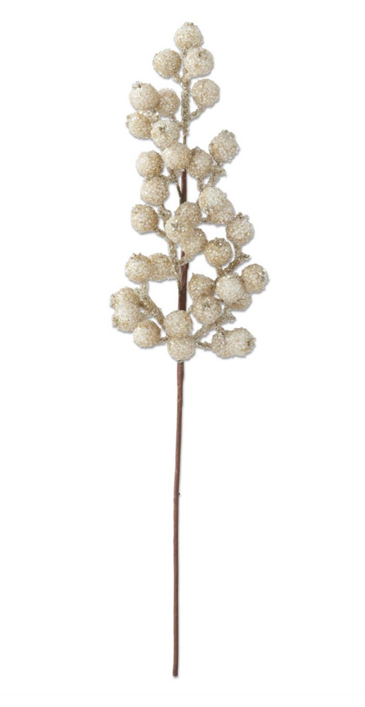 28" Champagne Glittered Berry Stem