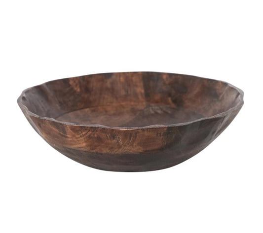 9.5" Walnut Mango Scalloped Bowl