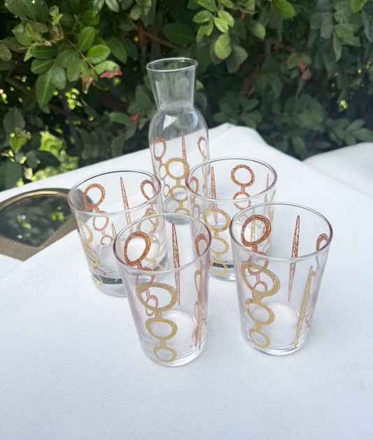 Moroccan Glasses "Golden Lunar", S/6
