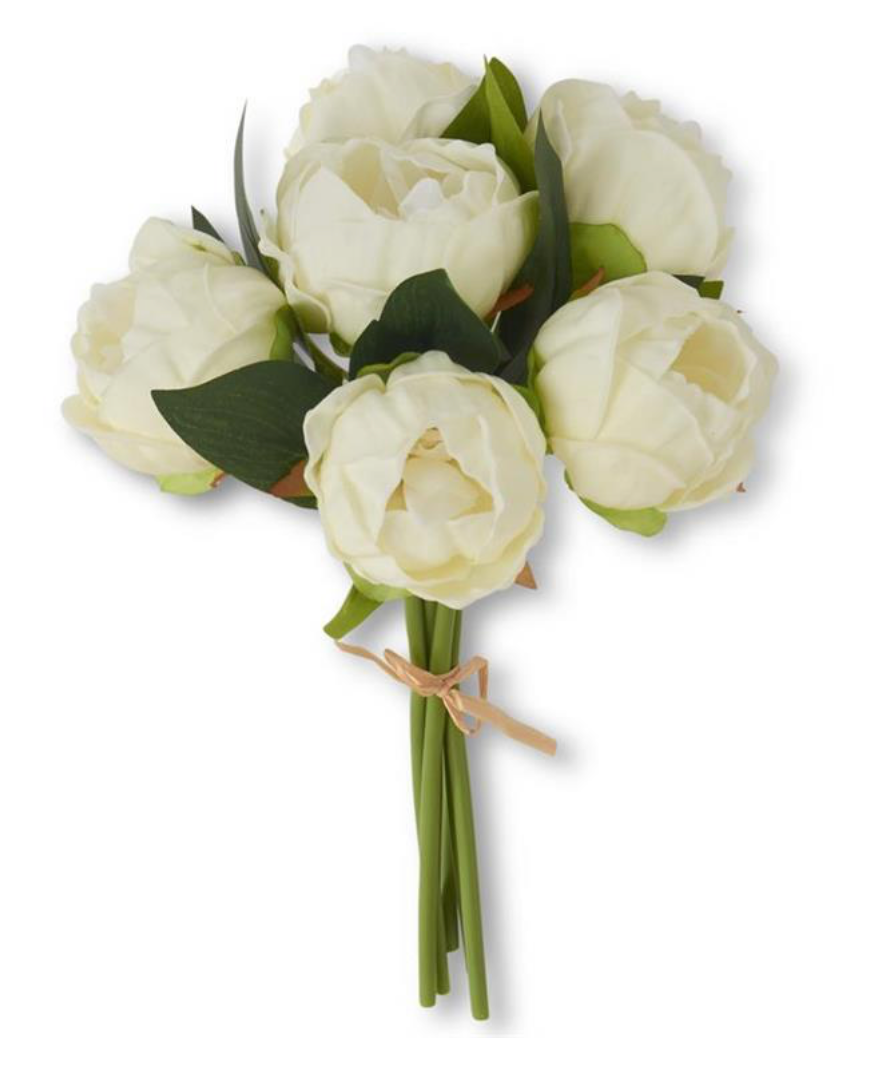 12" White Real Touch Peony Bundle
