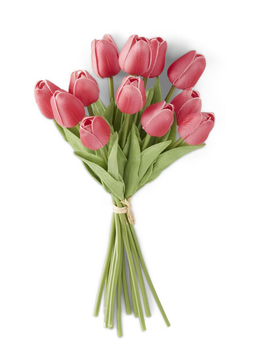 Real Touch Mini Tulip Bundle - Rose - 13"