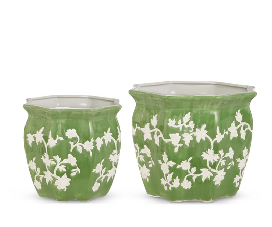 Green Floral Planter