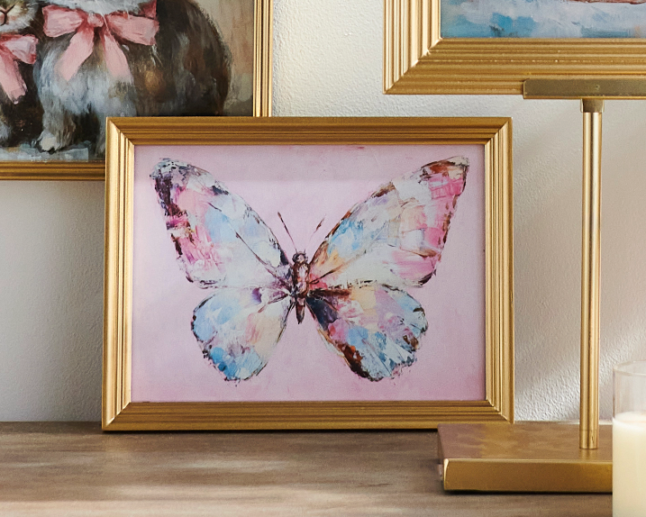 12" Pastel Flutter Framed Wall Art