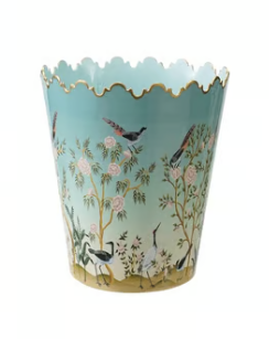 Metal Scalloped Buckets/Bins W Nature Scene