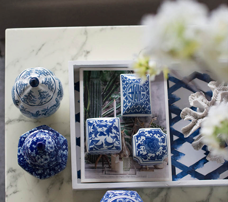 Leith Blue-And-White Decorative Boxes