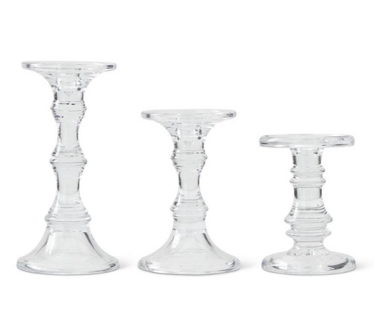 Short Glass Candleholder Set