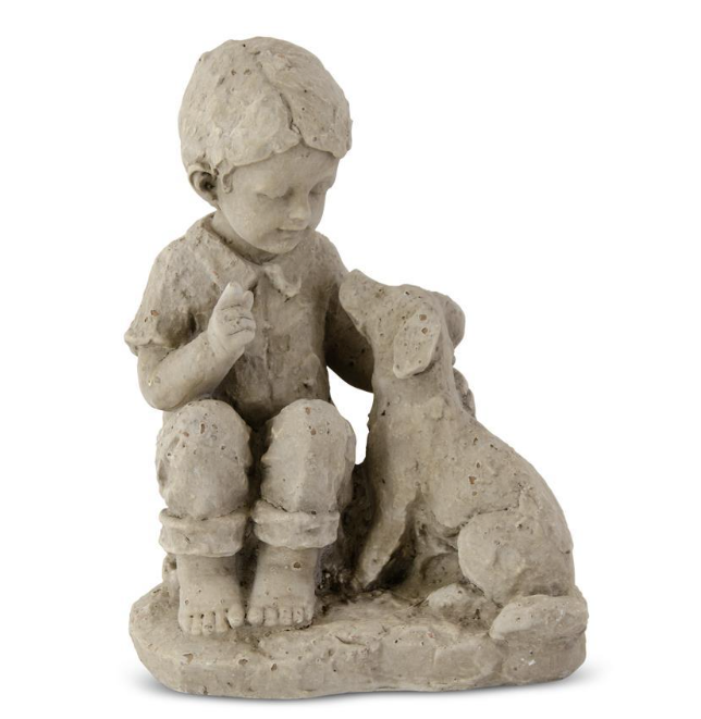 Boy with Dog Statue