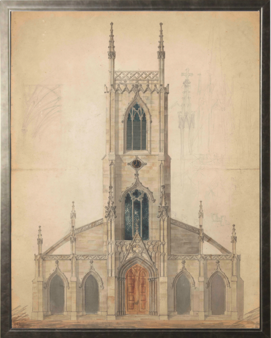 Vintage Watercolor Gothic Church -