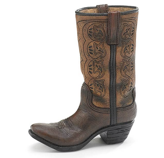 Cowboy Boot Vase Brown