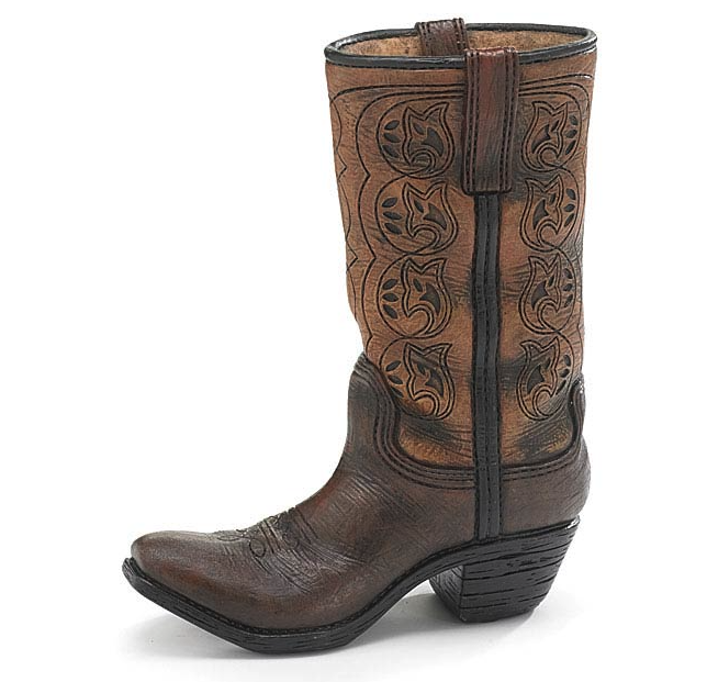 Cowboy Boot Vase Brown