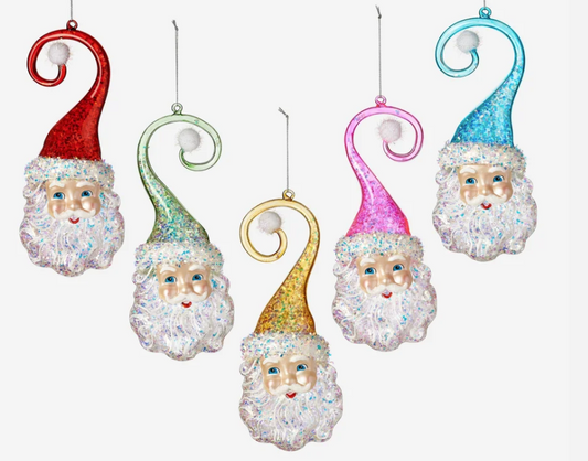 Santa Multi Colored Swirl Hat Ornament