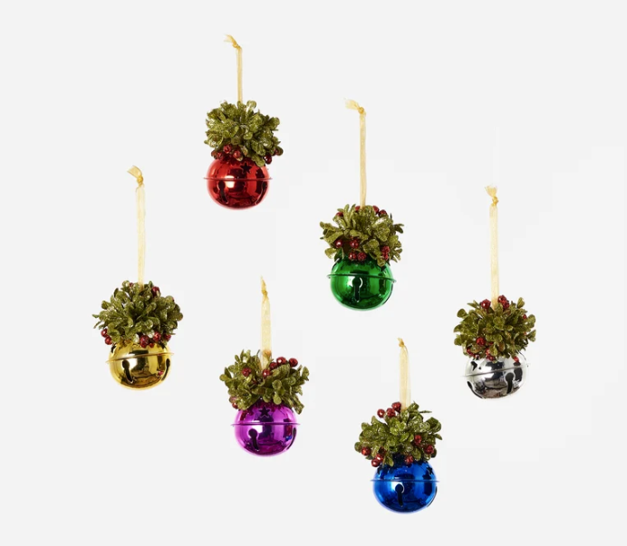 Metallic Bell with Holly Ornament