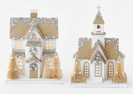 LED Lit Church and House