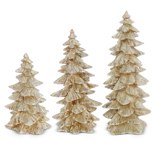 Set of Gold Glitter Trees