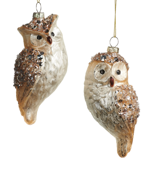 Encrusted Owl Ornament