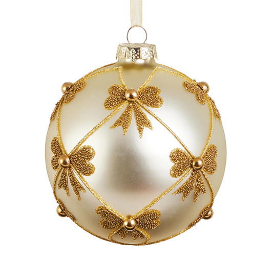 Gold Bow Ball Ornament