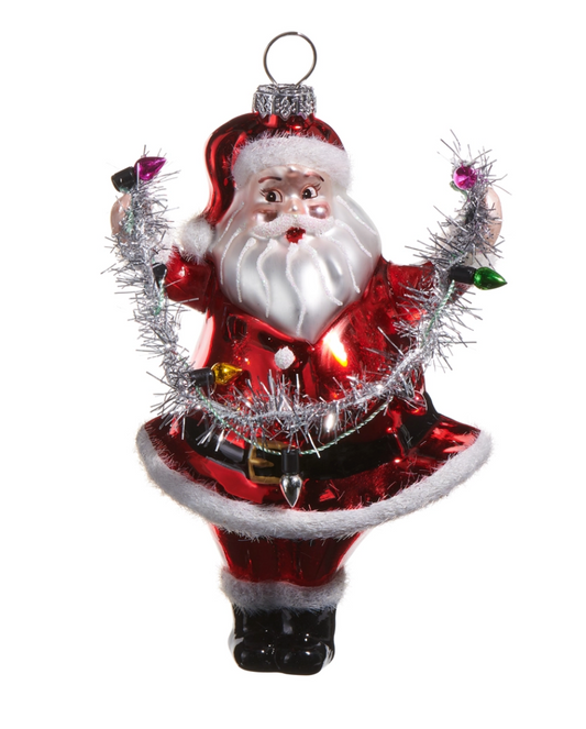 5" Santa Holding Lights Ornament