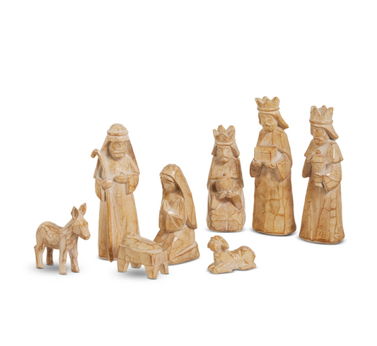 Carved Wooden Nativity - Natural