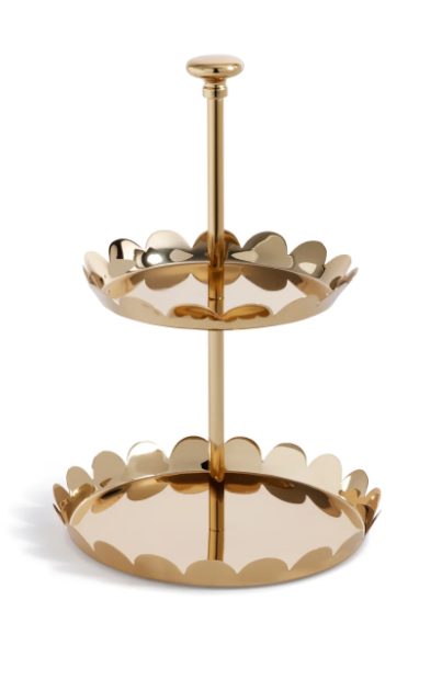 Gold Scalloped 2-tier Tray