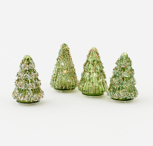 S/4 Green Glitter Tree LED