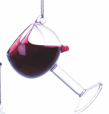 Wine Glass Ornament - 4"H - 2 Styles - Red/White