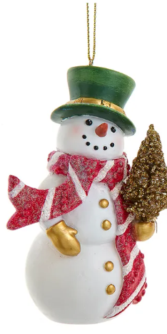 4.5" Resin Snowman w/Gold Tree - 2 Styles