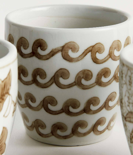 Province Mini Flower Pots -Brown & White