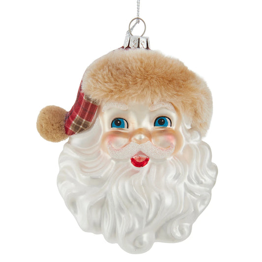 5" Santa Plaid Fur Ornament